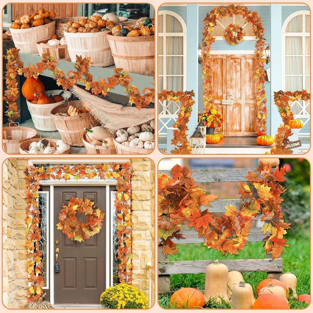 11.8FT Fall Decor, 2 Pack Garland for Mantle, 2 Pcs, Orange