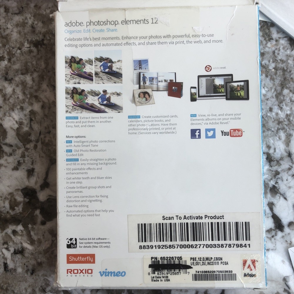 Photoshop Elements 12 Mac PC Windows Software w/ Serial Number