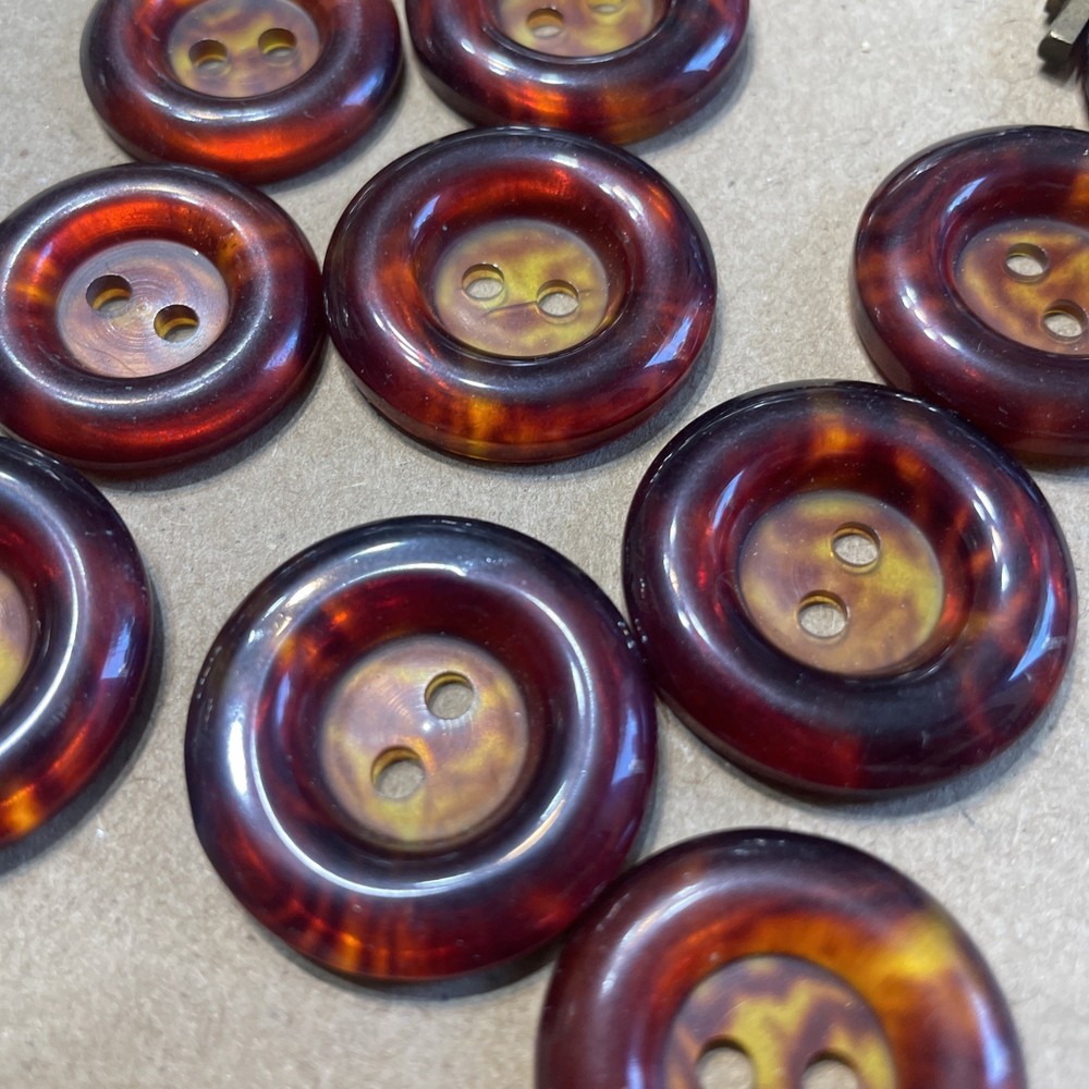 Brown Tortoise Shell Plastic Buttons 25mm & 28mm 2 Hole