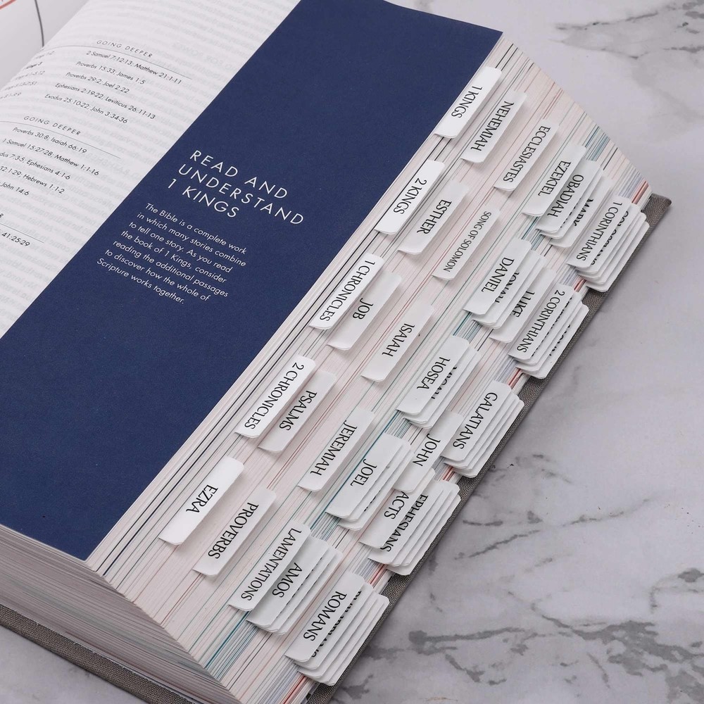 Thinkor Reposition Laminated Bible Tabs, Large Print Large, Cream White