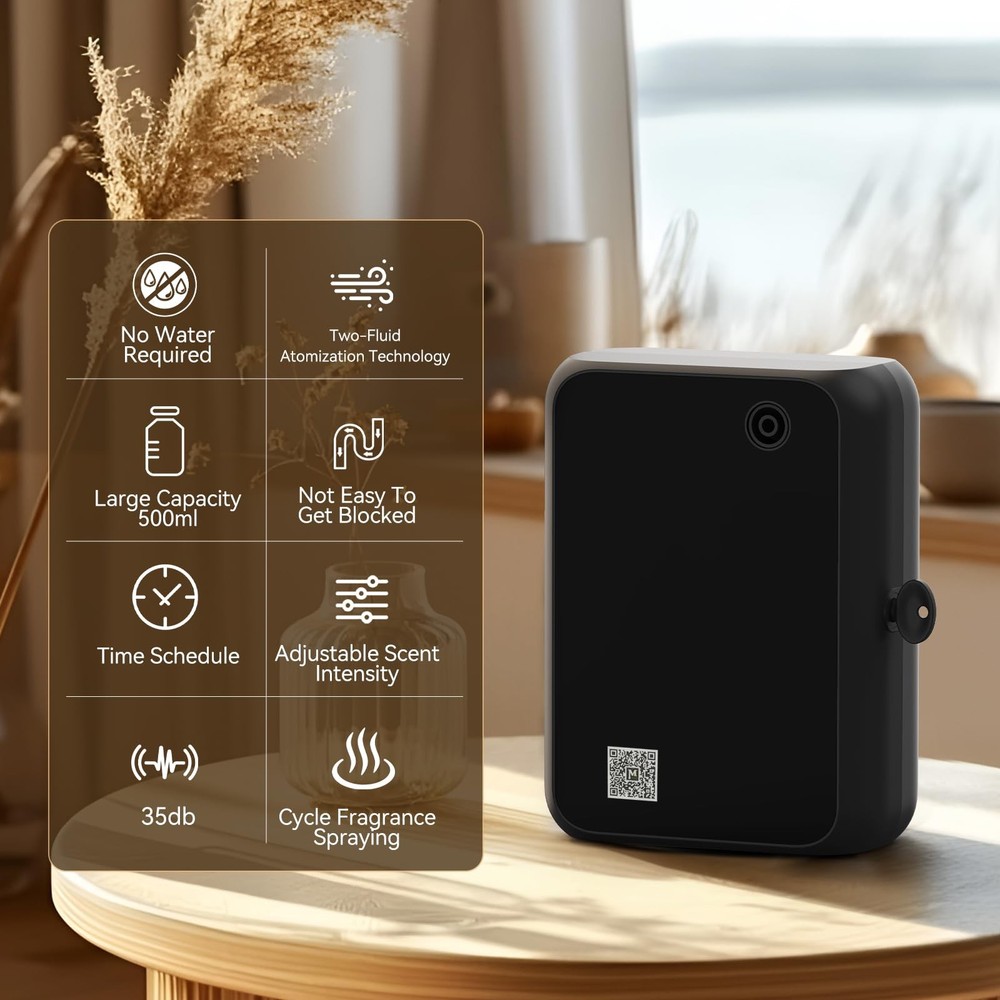 Smart Essential Oil Diffuser with Bluetooth,Waterless Scent Machine for Black