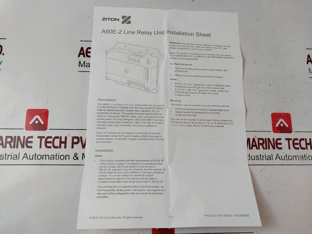 Ziton A50E-2 Line Relay Module 99102