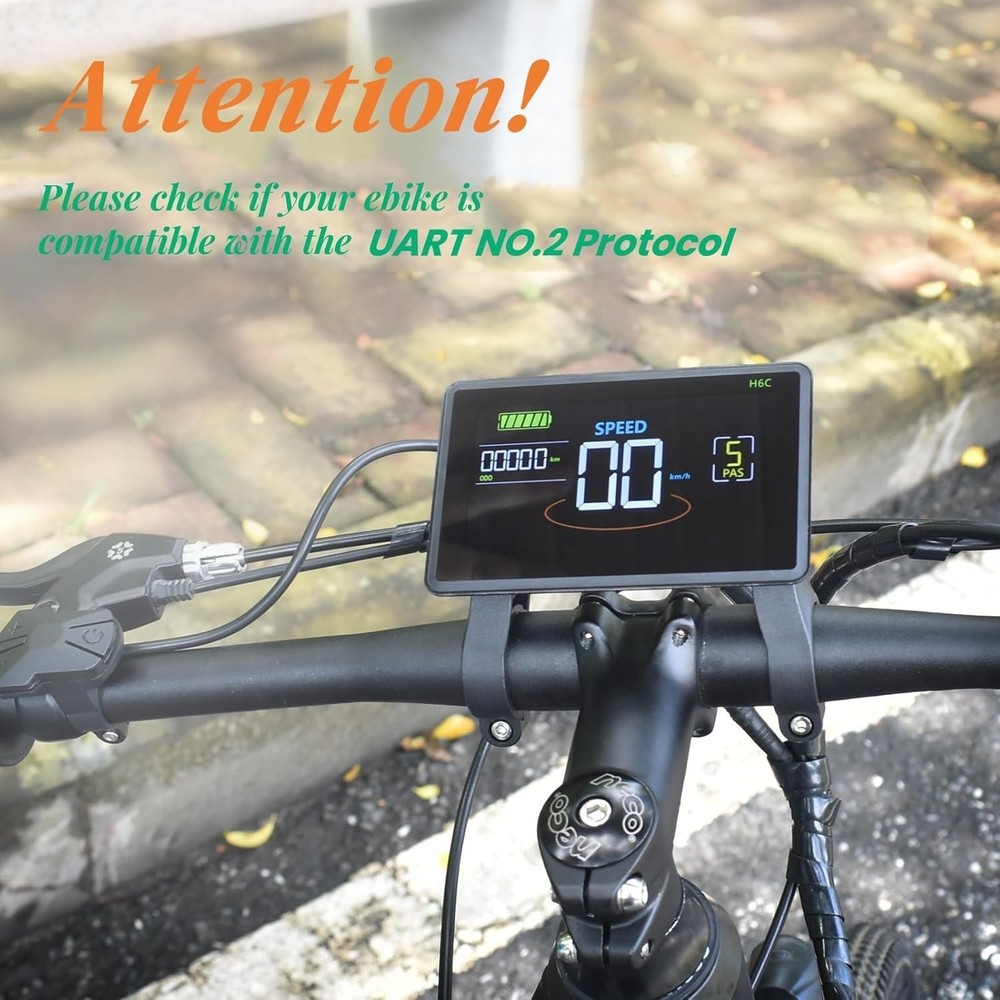 Ebike Display, UART No. 2 Protocol, 24V-60V Colorful Cycling Computer with Ch...