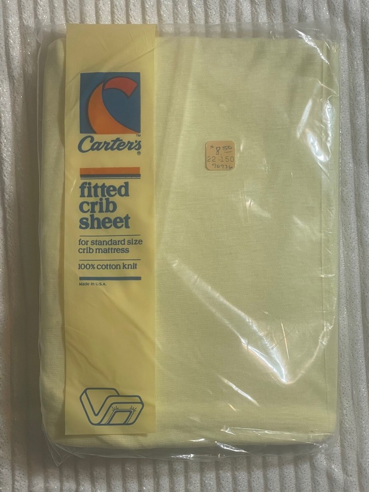 Vintage Carters Fitted Crib Sheet Yellow Sealed Carter's
