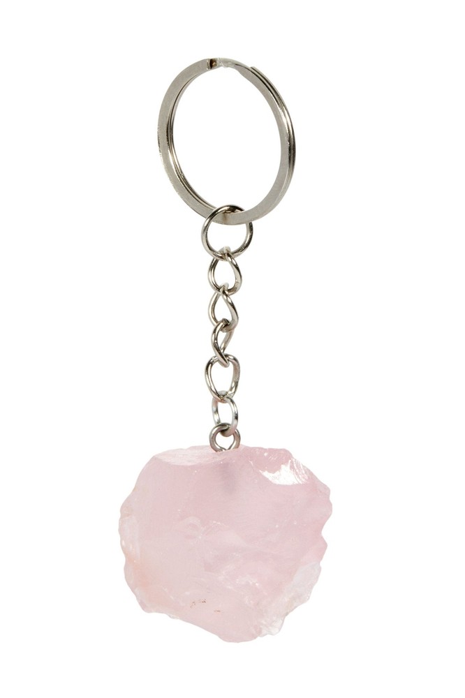 Raw Rose Quartz Crystal Keychain by New Moon Beginnings