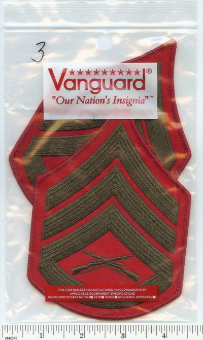 USMC Staff Sergeant Marines SSgt E6 Chevrons PATCH pair! green/red for Greens !