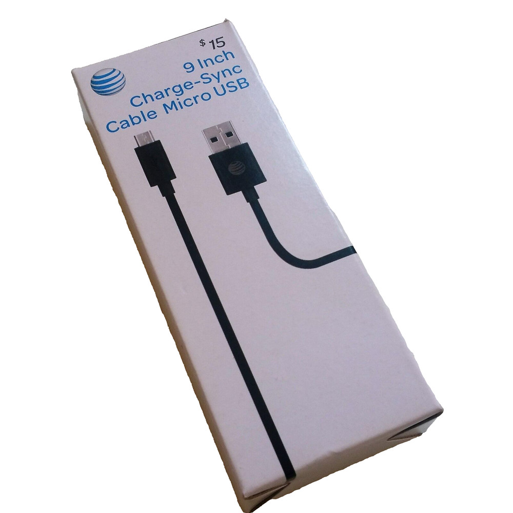 AT&T 9 Inch Charge Sync Cable Micro USB Brand NEW