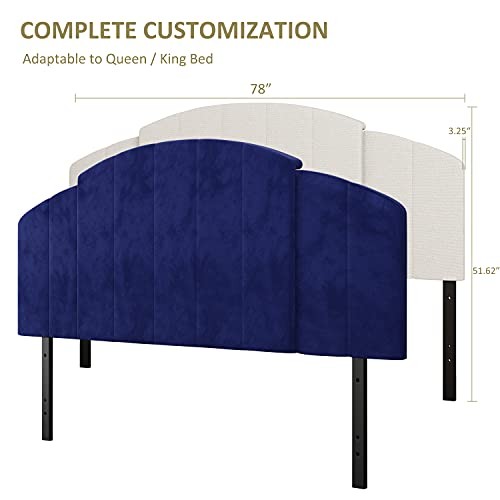 Upholstered Channel Stitched Headboard Arched Adjustable Length & Height - Beige