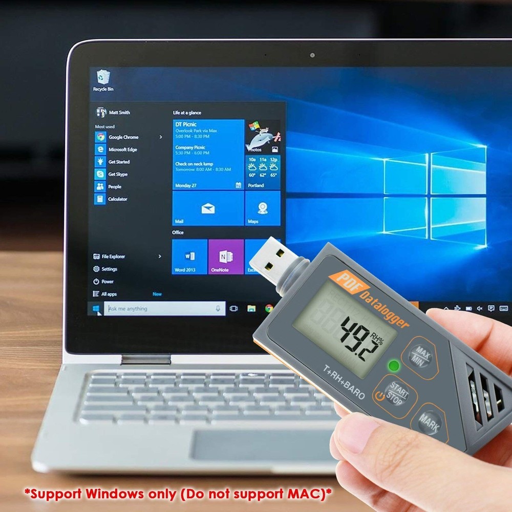 TEKCOPLUS Digital USB Humidity Temperature Barometric Pressure Data Logger Ga...