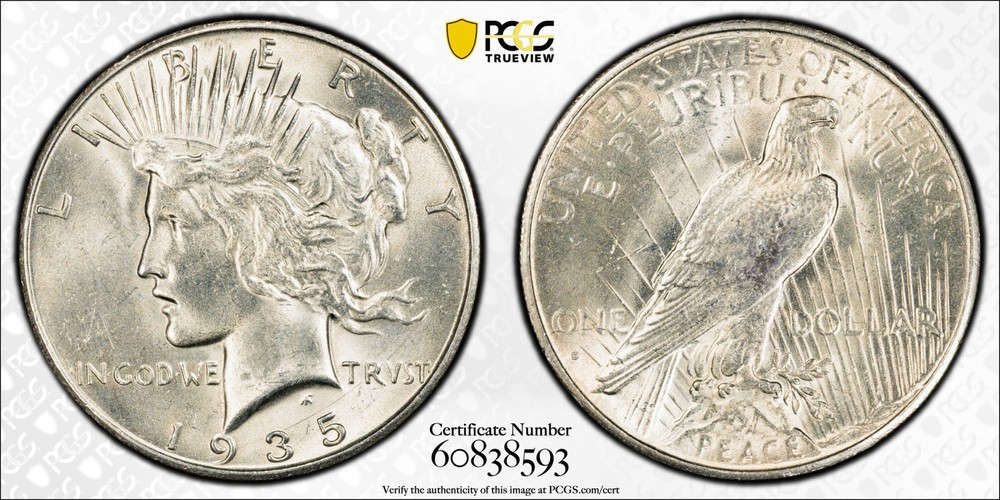 1935 S Peace Silver Dollar PCGS UNC Details, Scratch