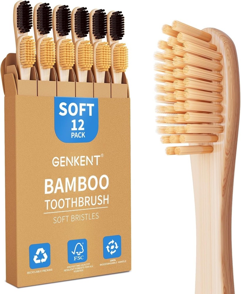 Cepillos de dientes de bambú biodegradables (paquete de 12)