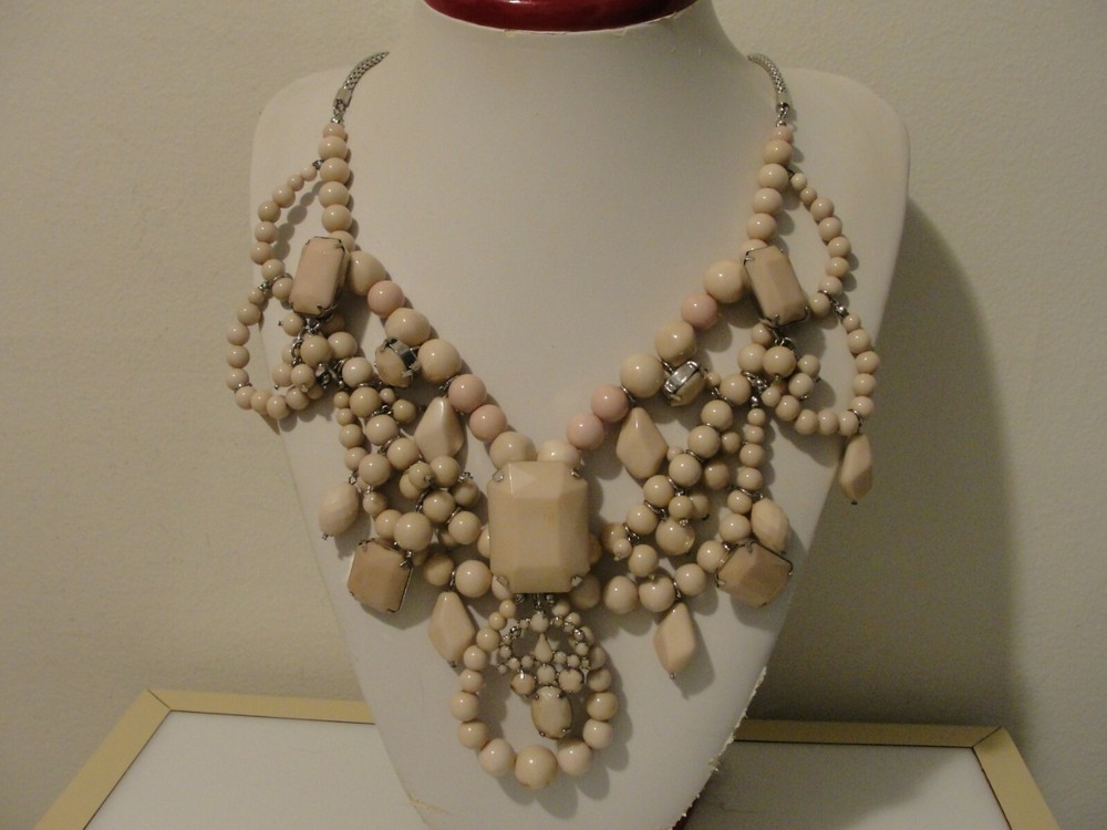 statement soft pink bead necklace 23"-25"