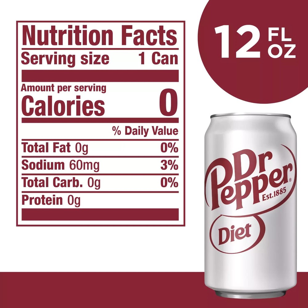 Dr. Pepper Diet Soda, 12 fl oz, 36-Pack Cans