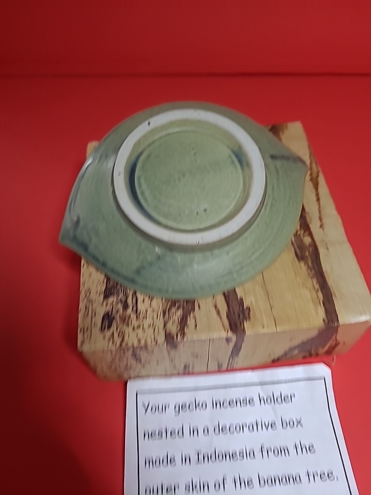 Vintage Gecko On Leaf Incense Burner New Original Box