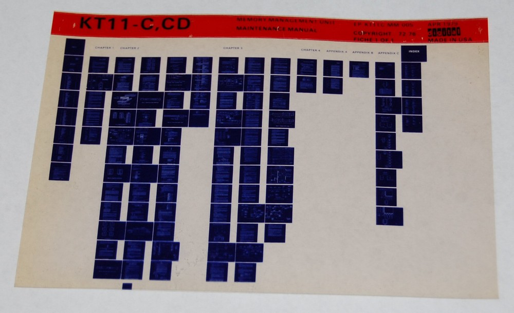 DEC KT11-C,CD Memory Management Unit Maintenance Manual, Microfiche