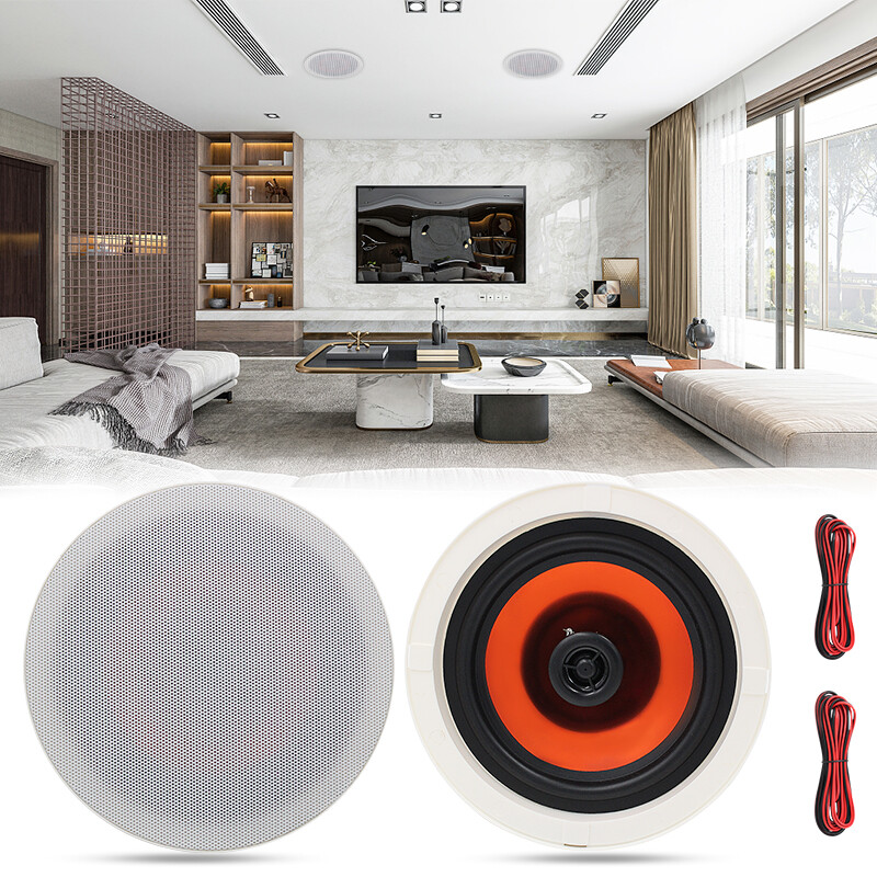 Herdio 6.5" Flush Mount Wall Ceiling Speakers 2-Way Home Speaker System White`