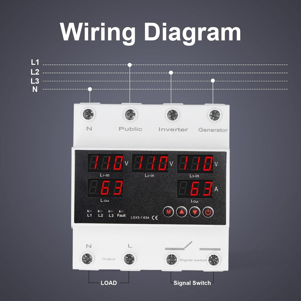 ´AC110V 3 Phase 4 Wire Automatic Transfer Switch 63A Changeover Switch Voltage