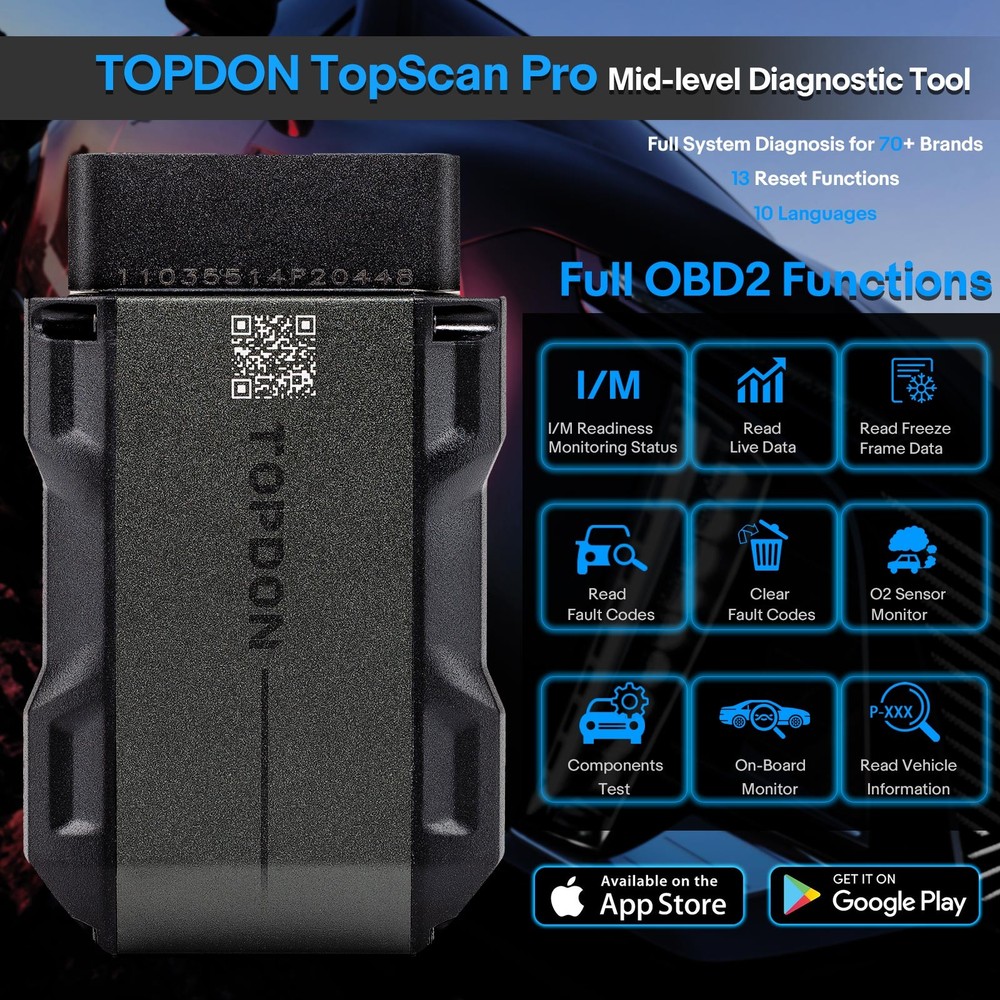 TOPDON TopScan PRO Mid-level Diagnostic Tool For Tire Pressure Reset/Read Code