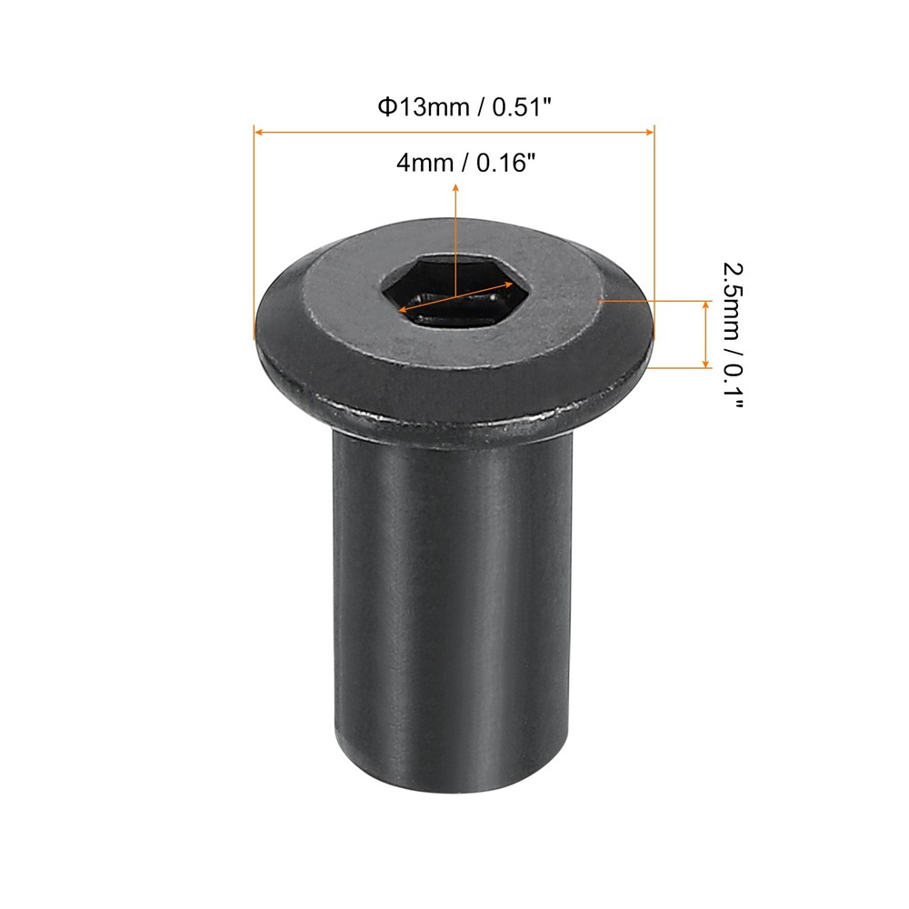 M6x15mm Hex Socket Head Insert Nut Screw Post Sleeve Nut Black Oxide 30pcs