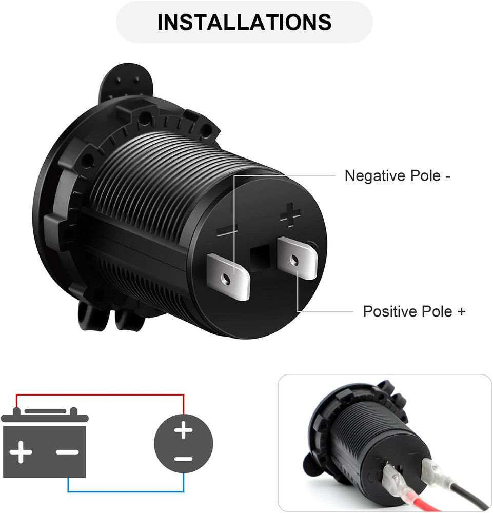 Cigarette Lighter Socket Car Marine Motorcycle ATV RV Lighter Socket Power Outle