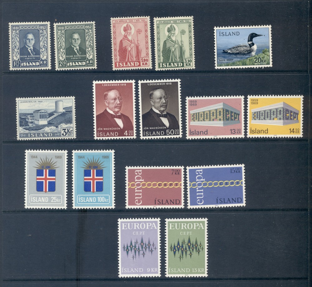 Iceland Group of Mint Never Hinged Issues = SCV$ 43.85