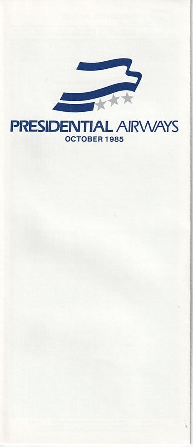 Presidential Airways timetable 1985/OCT