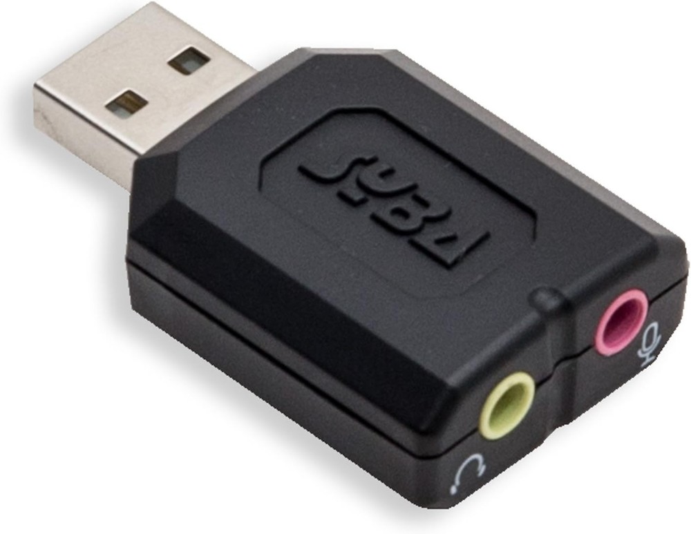 Syba external USB Stereo Sound Adapter for Windows, Mac, Linux Extra Black