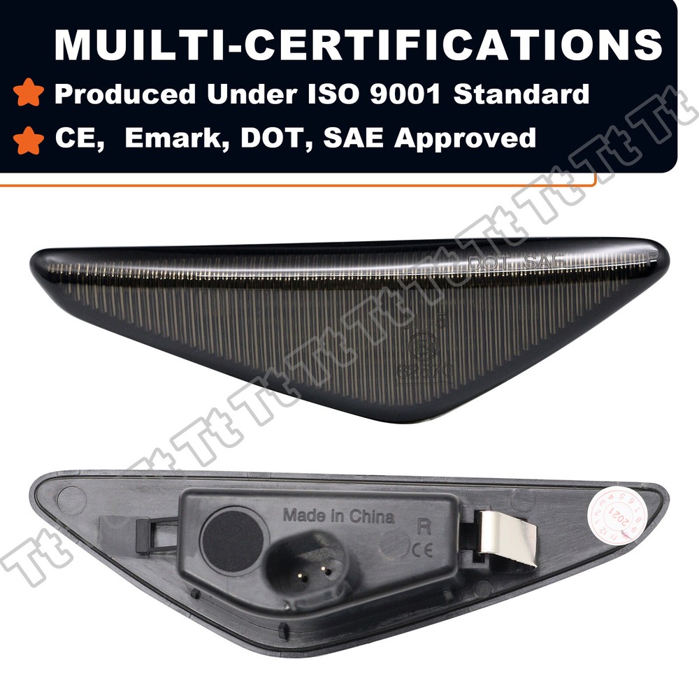 For 2004-2006 BMW E46 2D Coupe & Cabrio Sequential LED Smoked Side Marker Lights
