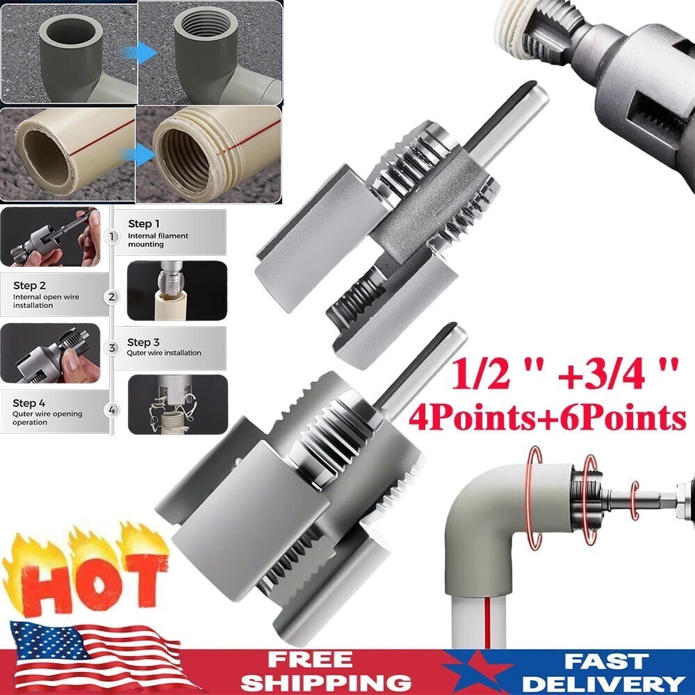 2pcs Integrated Internal & External Pipe Threading-Tool,PVC Pipe Threader Kit