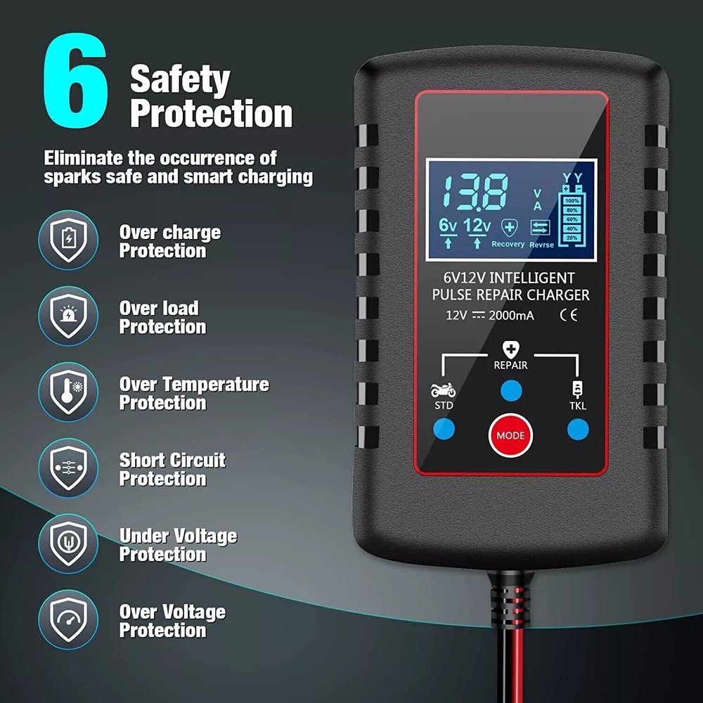 Automatic Battery Charger Maintainer Motorcycle Trickle Float For Tender 6V 12V
