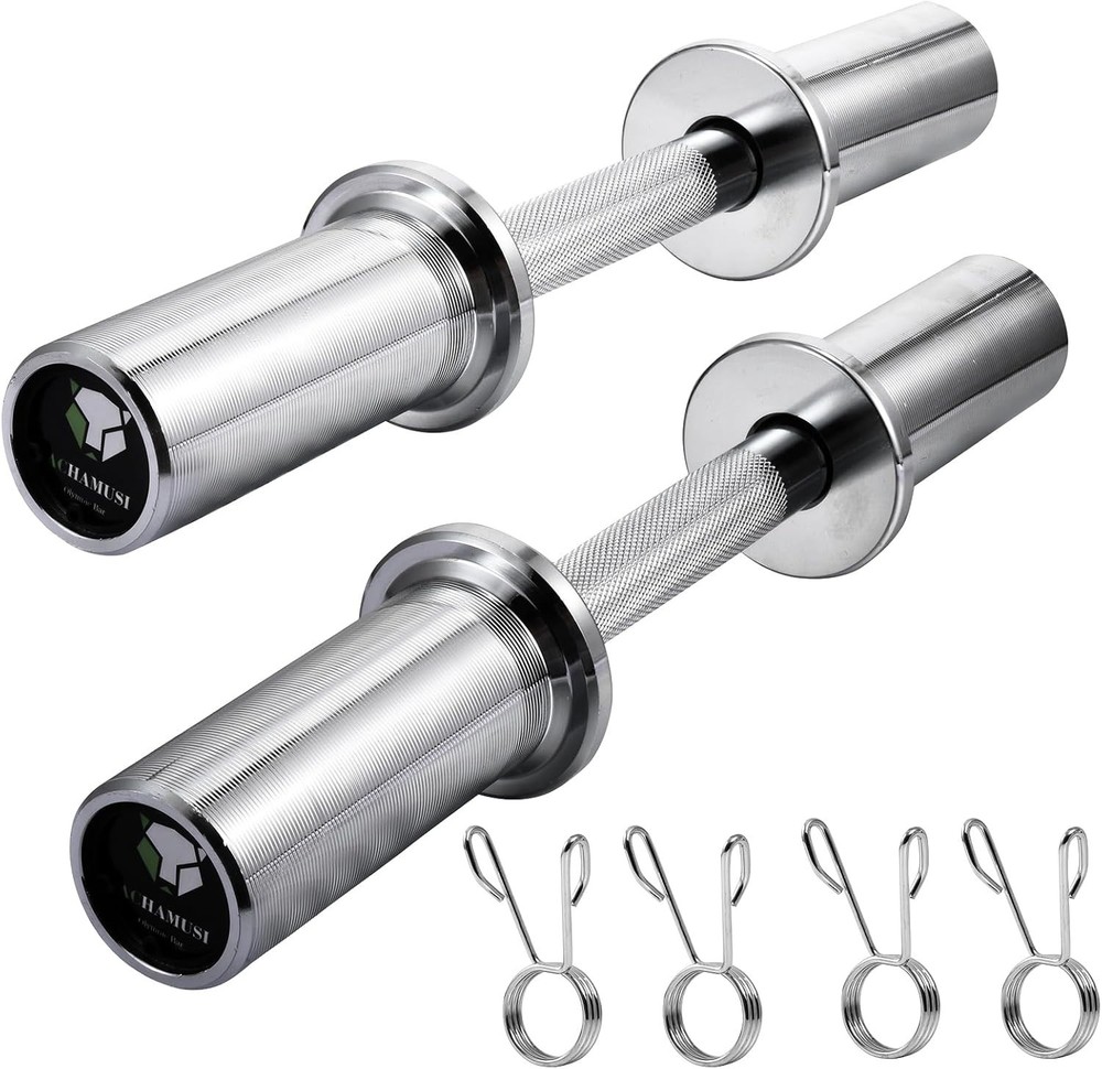 16" Olympic Dumbbell Handle Pair - Solid Adjustable Dumbbell Bars With Spring Co