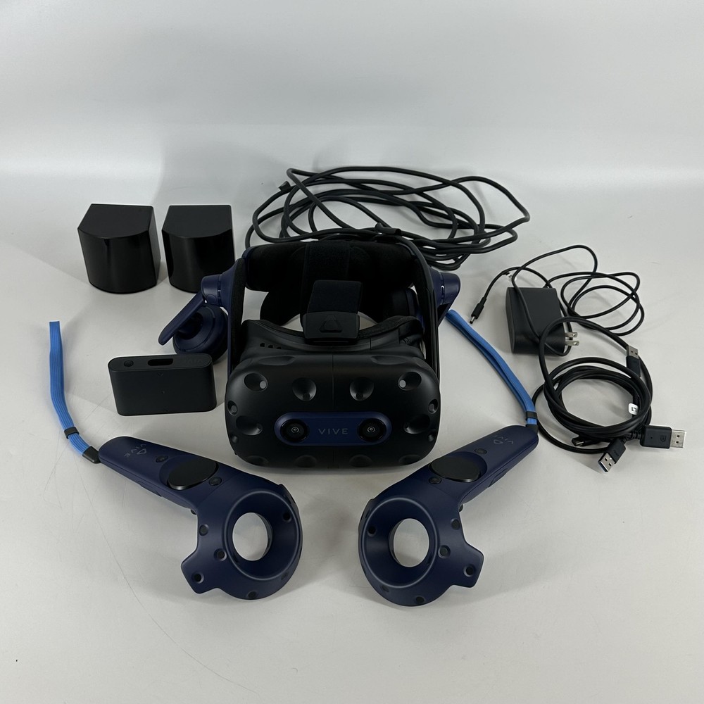 HTC Vive Pro 2 VR Headset w/ Controller/Link Box/Base Stations/USB Cable - Good