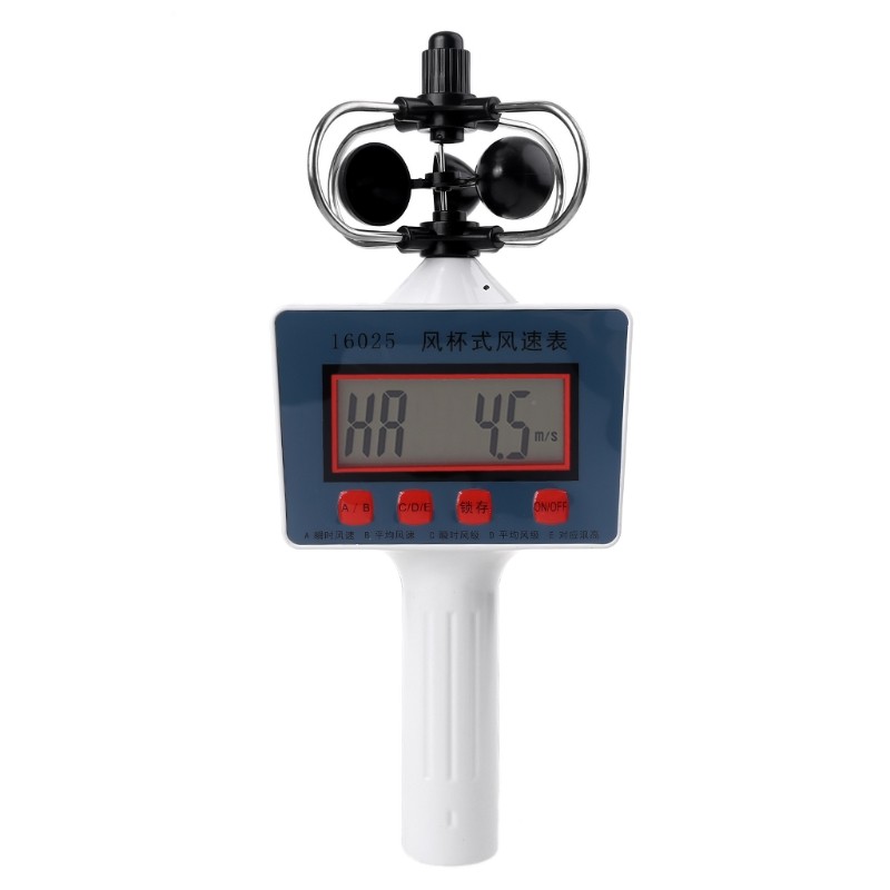 Digital Cup Style Anemometer Wind Speed Gauge Average Instantaneous Wind Speed
