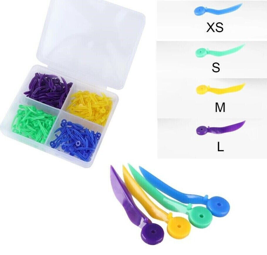 200 Pcs Dental Disposable Plastic Wedge Concave With Hole Rounded tip 4 Sizes
