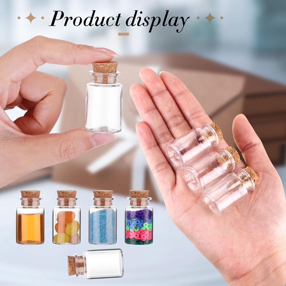 50 Packs 10ml Mini Plastic Bottles with Corks Small Potion Bottles Tiny Clear...
