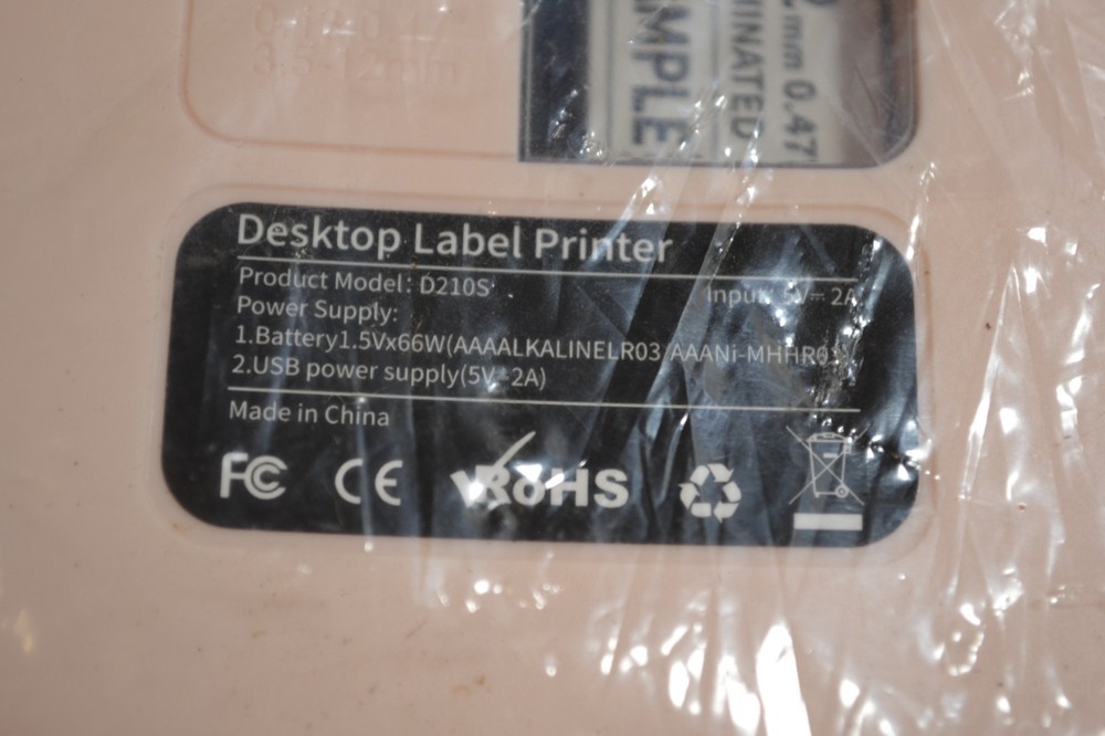 Desktop Label Printer Model: D210S Pink & White