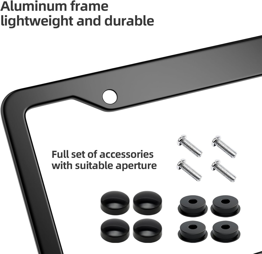 Black License Plate Frame,Universal Aluminum Tag Frame for Black,