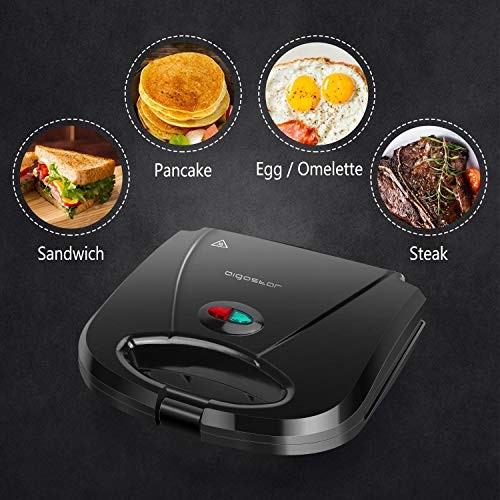 Sandwich Maker with Non-stick Deep Grid Surface for Egg, Ham, Steaks Compact