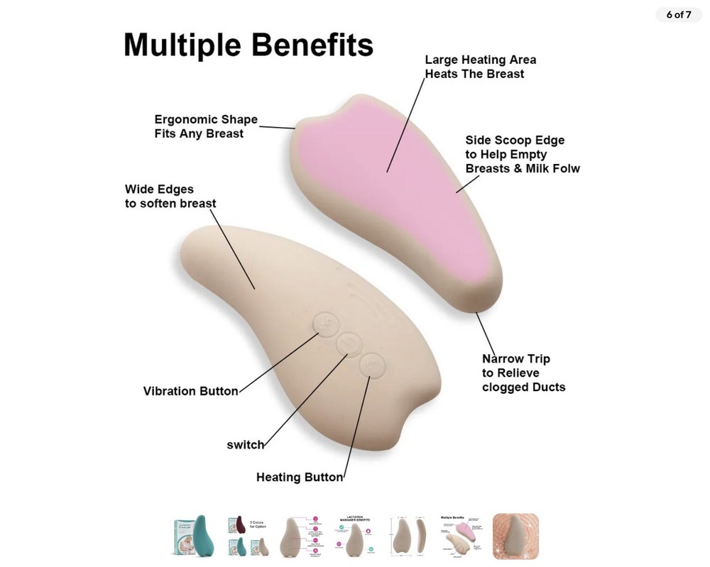 Warming Lactation Massager Soft Silicone for Breastfeeding D8E4