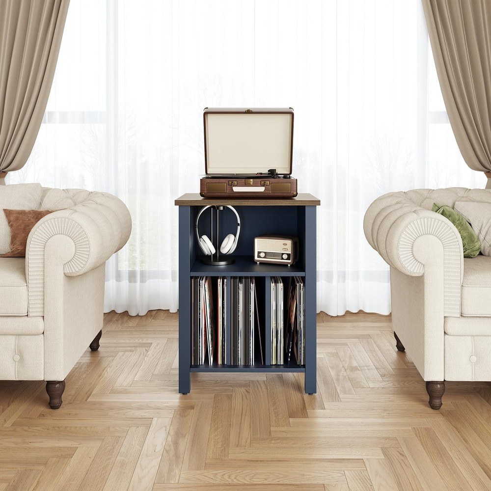 LIDYUK Record Player Stand, Vinyl Record Storage Table End Table with Display...