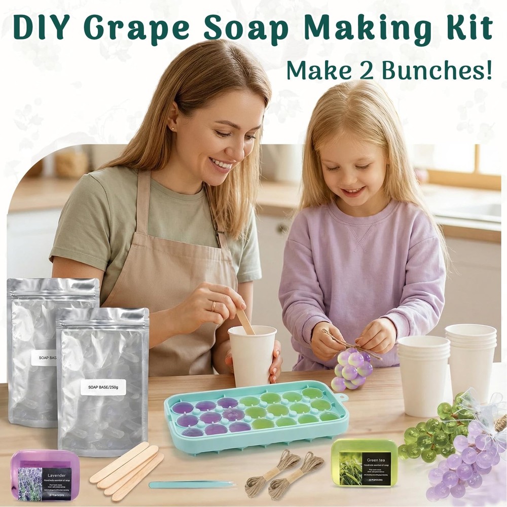 DIY Grape Soap Making Kit - Enough to Make 2 Full Bunches, Includes Silicone ...