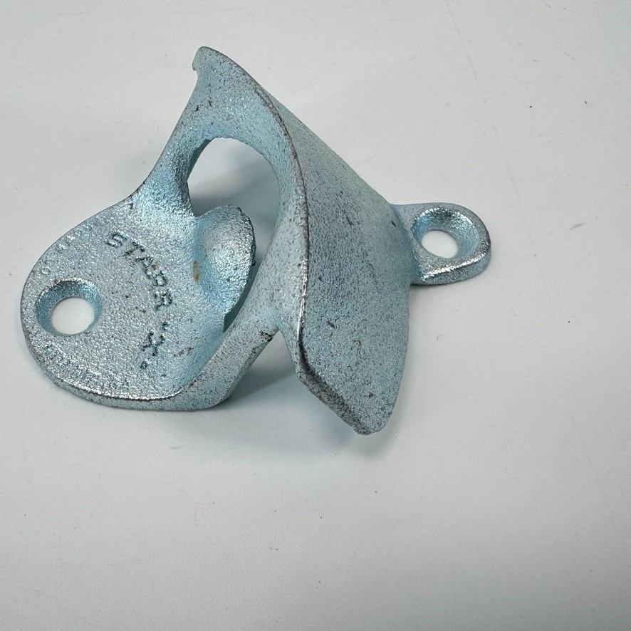 Starr Plain Silver Beer Soda Bottle Opener Wall Mounted Galvanized Cast Iron