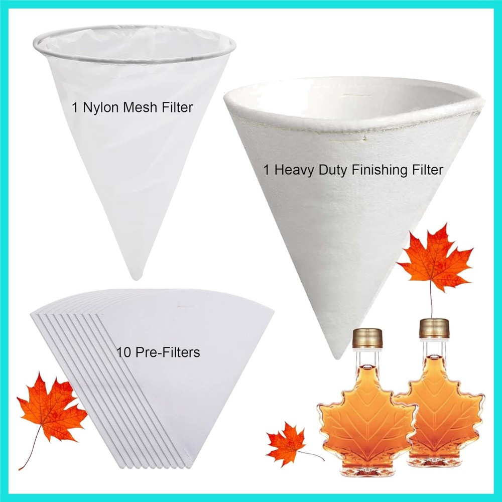 Maple Syrup Filter Set, 12 Pcs 1 Qt Reusable Maple Syrup Filter System Includ...