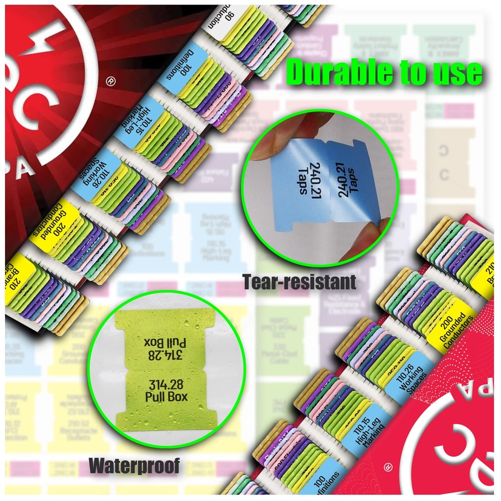 2020/2023 National Electrical Code Self-AdhesiveTabs, 5.6X10", Multicolored
