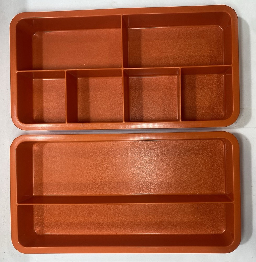 3pc Tupperware Tuppercraft Plastic Red Sewing Box Kit Set 611