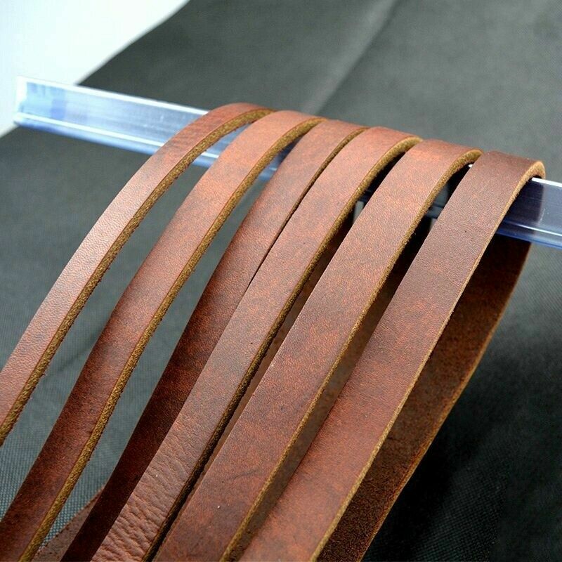 Genuine Real Leather Flat Cord Strap Rope String First Layer Cowhide Ribbon