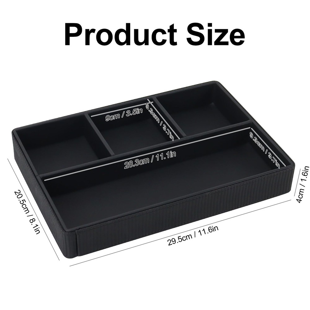 PU Leather Valet Tray, Office Supplies Organizer, Stackable Desktop Organizer...