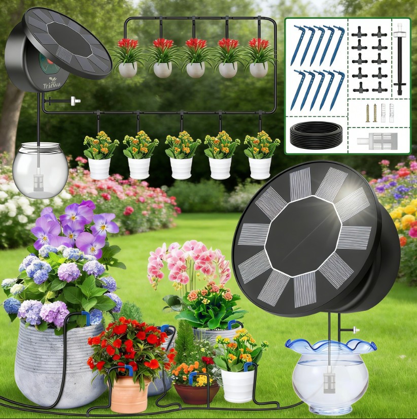 Automatic Solar Drip Irrigation System Kit,DIY Irrigation System for Garden Yard