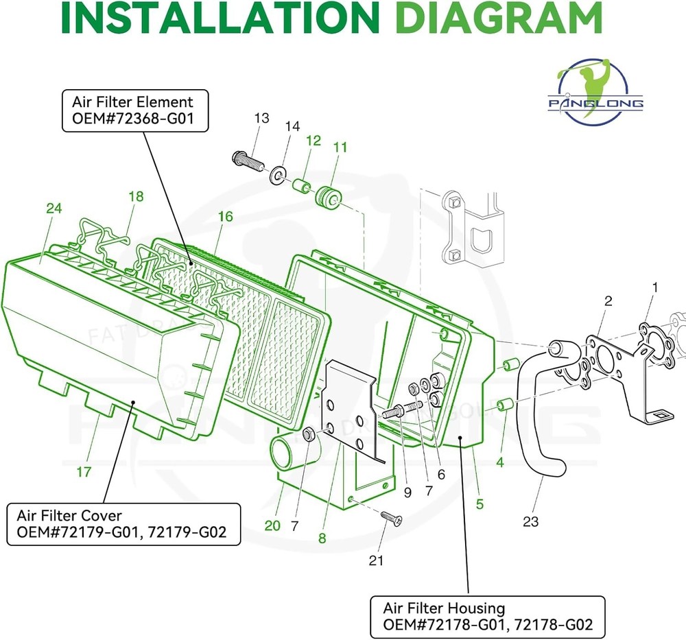 EZGO Air Box Filter Assembly, Include Air Filter Element, Filter Cover andEZGO A