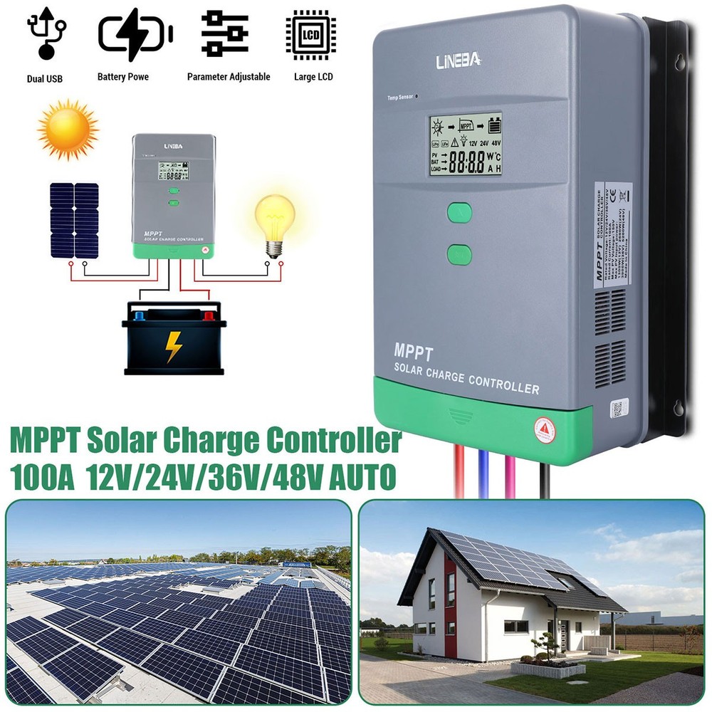 100A MPPT/PWM Solar Panel Regulator Charge Controller 12~48V Auto Focus Tracking